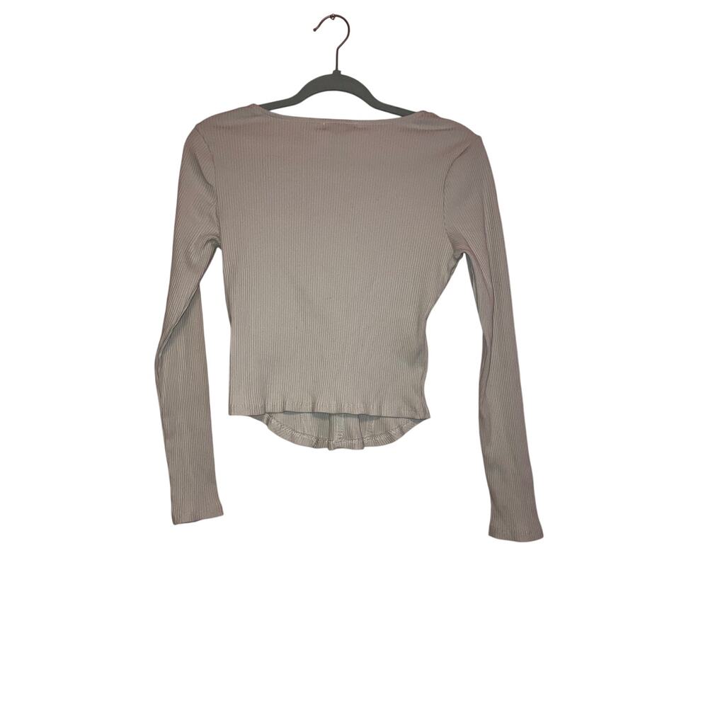 NWT Fashion Nova Ivory Ribbed Long Sleeve  Cropped Top Size Medium - Picture 6 of 6